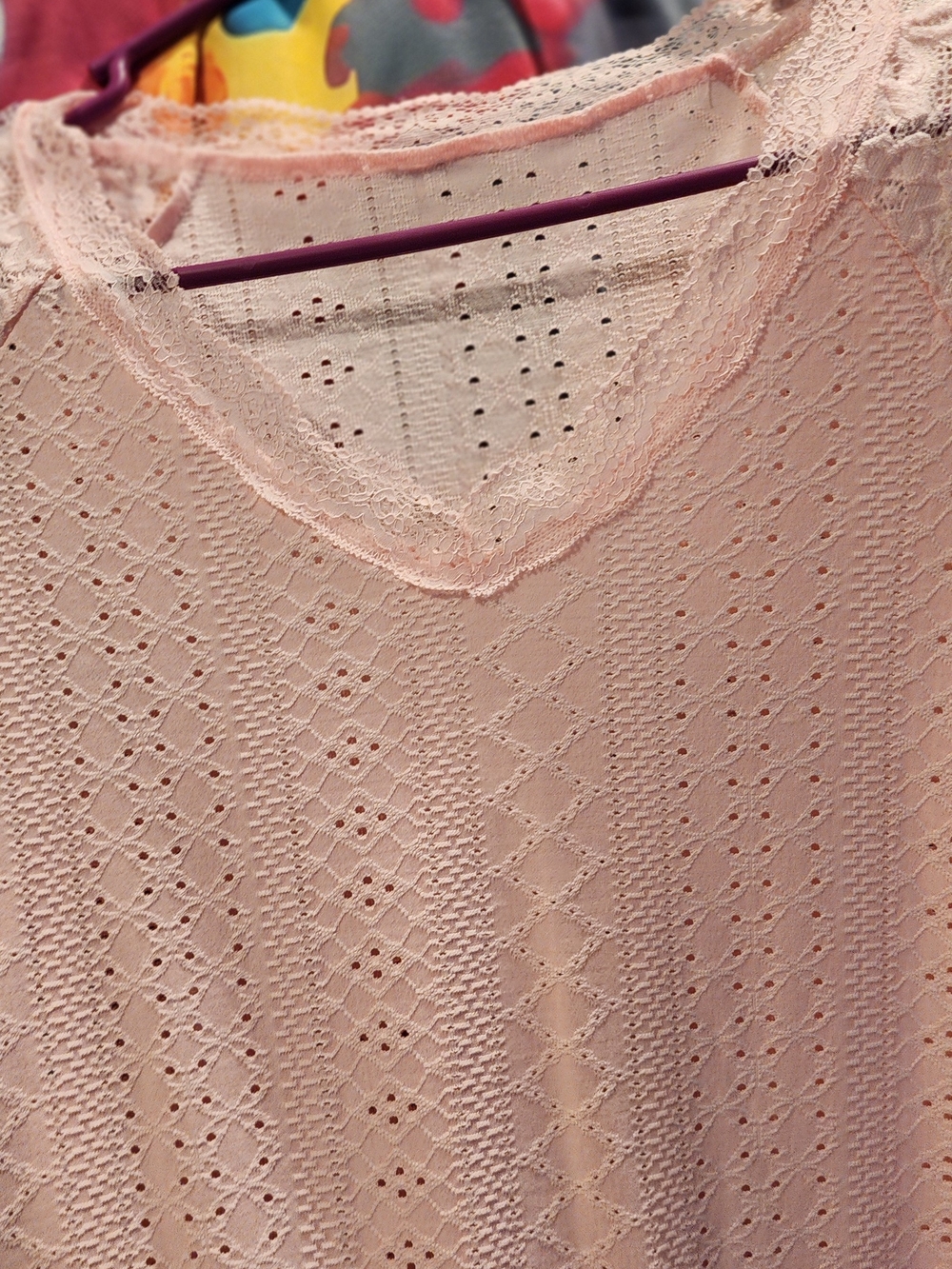 Delicate Lace-Trim Eyelet Camisole in Pale Pink